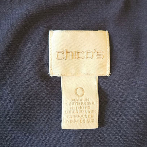 Chico's Women's Blouse Diagonal Stripe Shirred Banded Hem Navy White Small - Picture 6 of 7